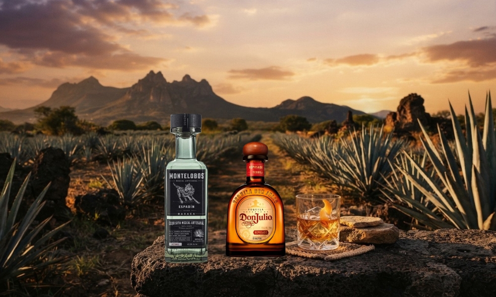 paesaggio messicano con tequila e mezcal