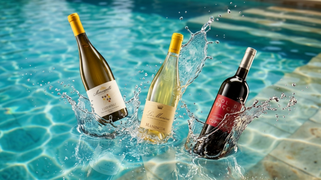 non il solito vino, tre vini cadono in piscina