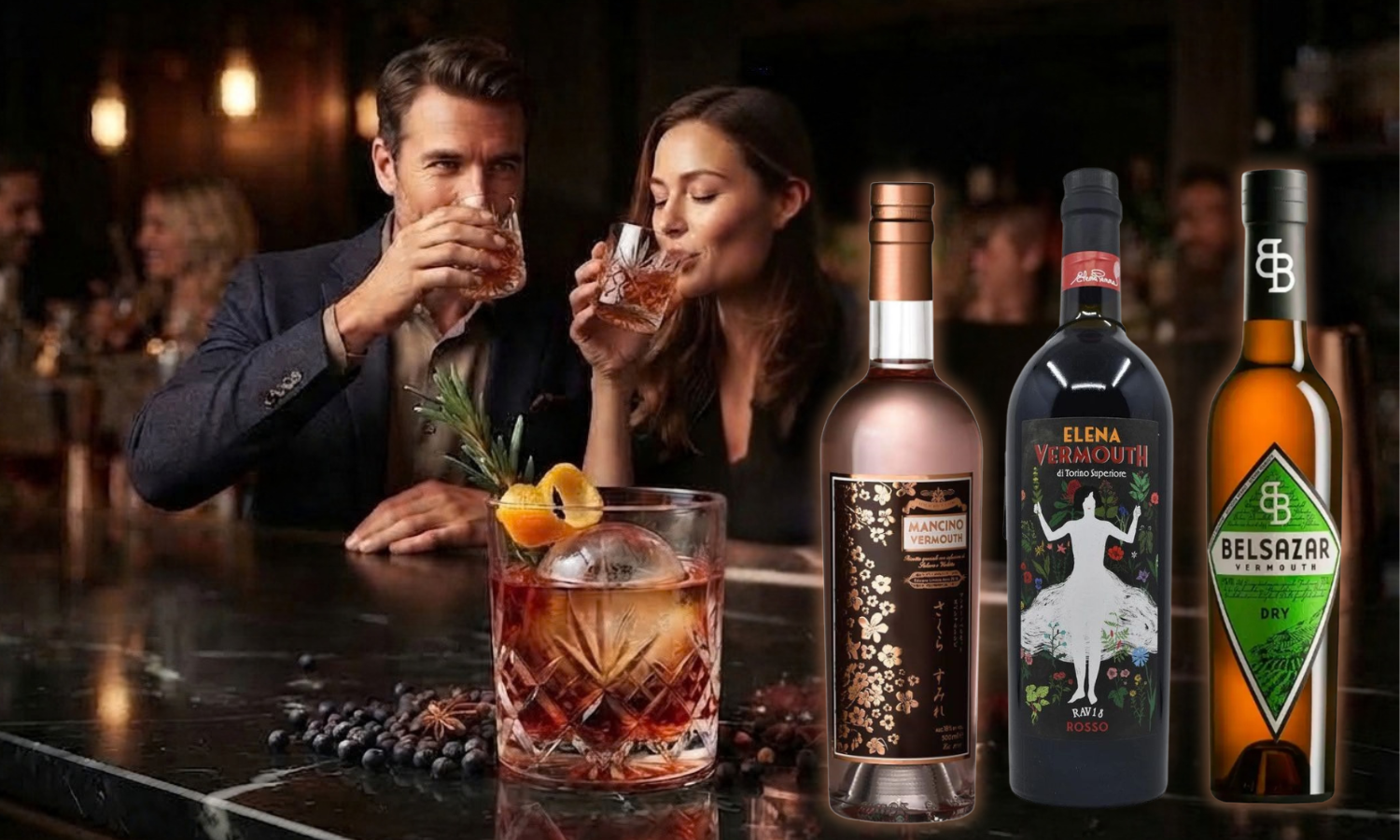 una coppia sorseggia vermouth